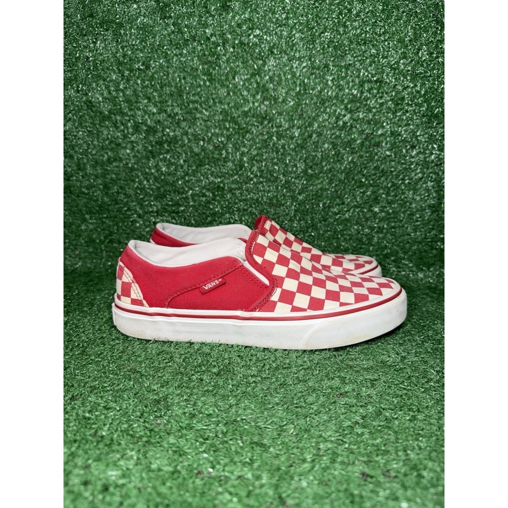 VANS Classic Slip-On Womens Size 6.5 Red White Checkerboard Sneakers Skate Shoes